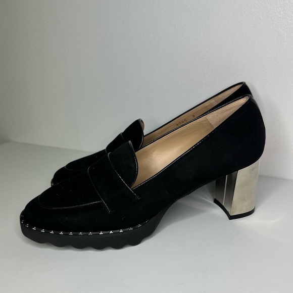 Black Heeled Loafers - Picture 2 of 8